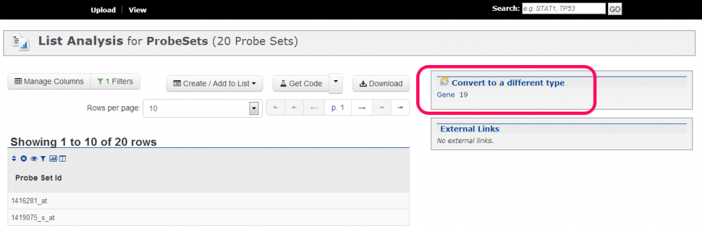 Click on the type you want to convert at the upper right.