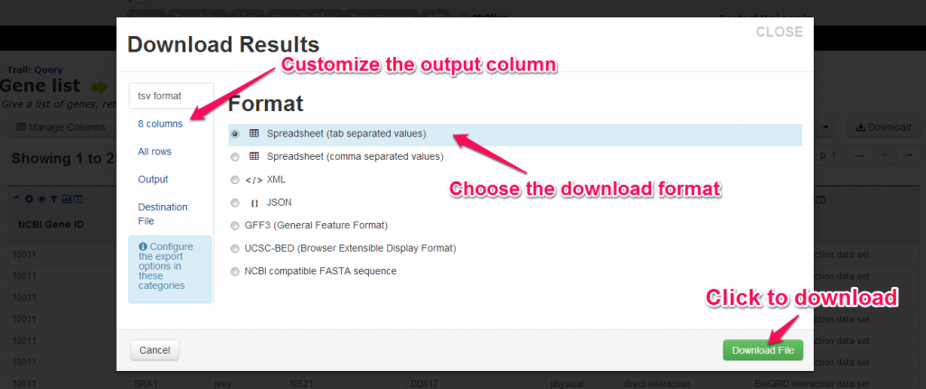 Select download format